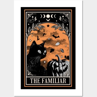 Black Cat Tarot Card - Witch Familiar Witchcraft Halloween Posters and Art